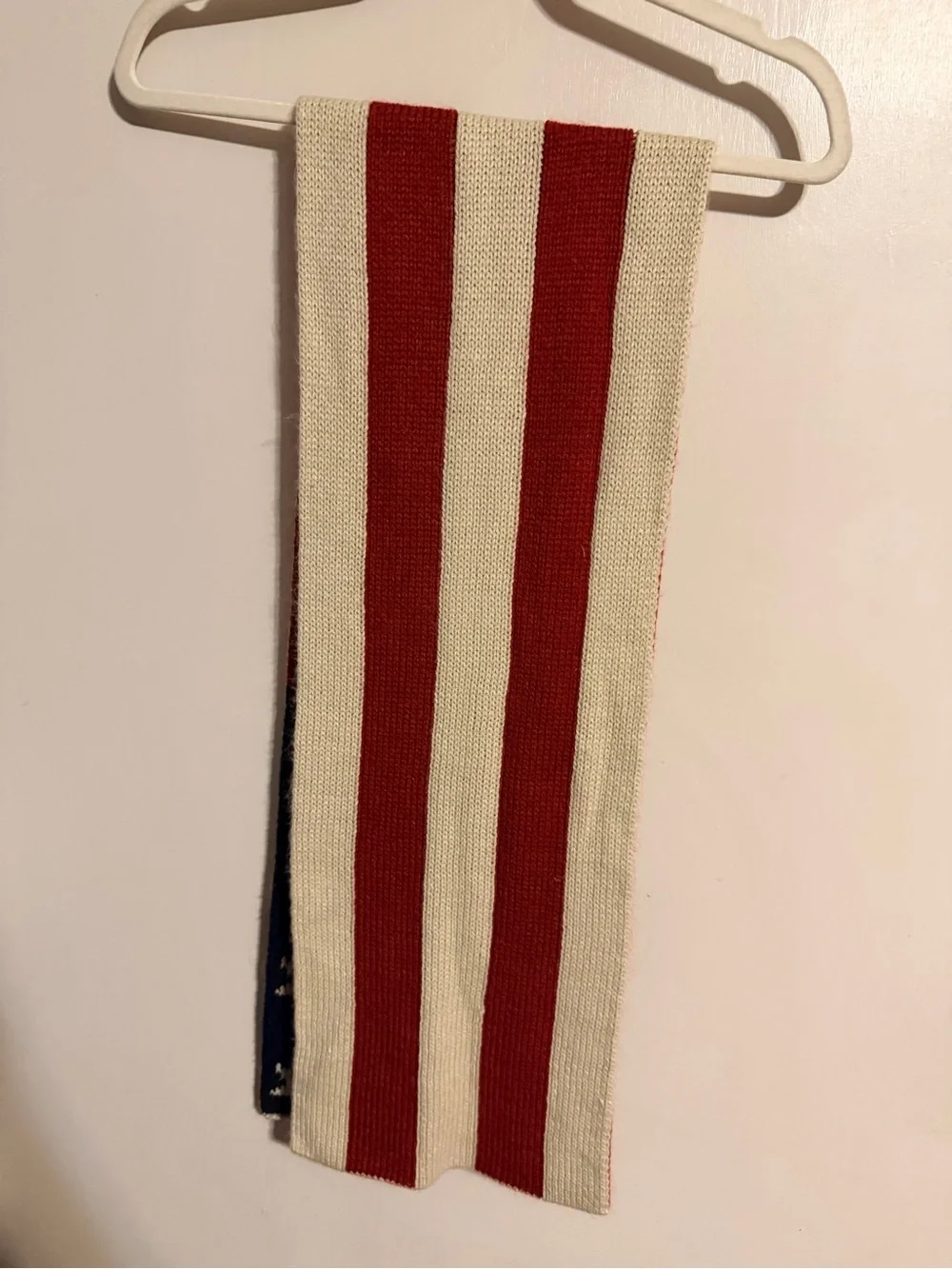 Americana Knit Flag Scarf‎ Red White Blue Stars Stripes Cozy Winter Unisex